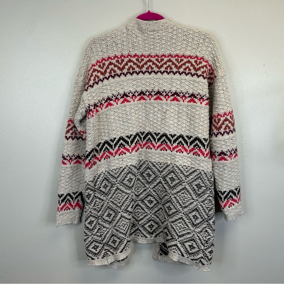 Maurices XL Beige and Red Patterned Cardigan Aztec Fair Isle Cotton Wool Blend - Picture 9 of 11